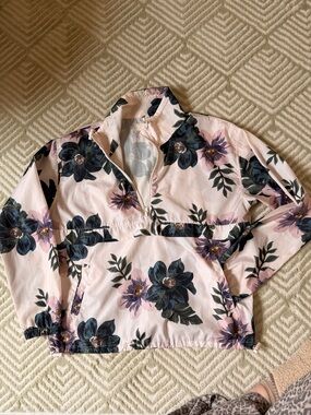 Thread & Supply Pink Floral Half-Zip Bomber Jacket